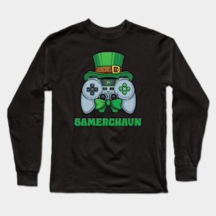 Gamer St Patrick's Day Boys Lucky Controller Green Kids Long Sleeve T-Shirt